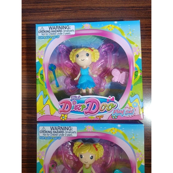 RARE Mini Dizzy Doo Blonde Girl Doll Lot Of 2 Wings Pigtails Butterfly Wand - Picture 10 of 13